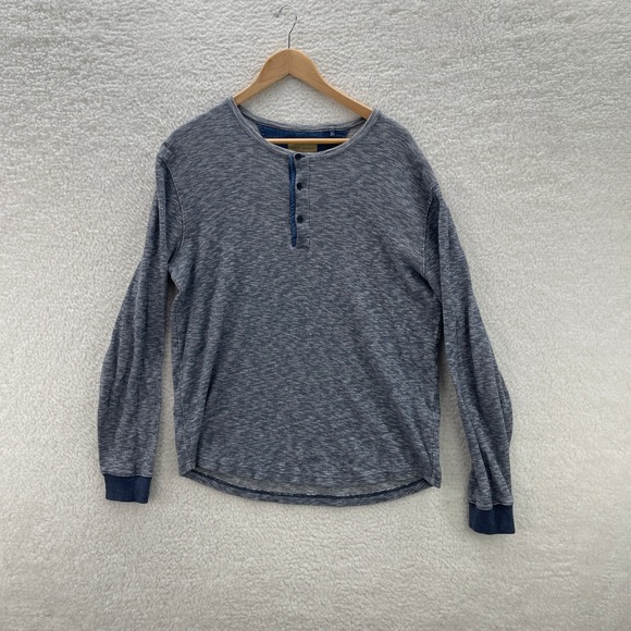 Lucky Brand Other - Lucky Brand Shirt Mens Large Blue Waffle Knit Thermal Henley Y2K Outdoor Grunge